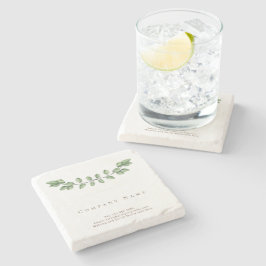 Elegant Grönt Löv Company Namn Stone Underlägg