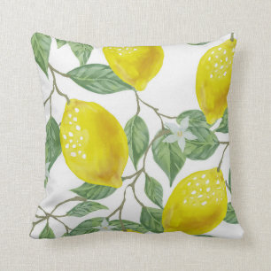 Elegant Grönt Löv & Gult Lemons Dekorativ kudde