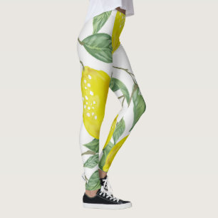 Elegant Grönt Löv & Gult Lemons Lagar Leggings