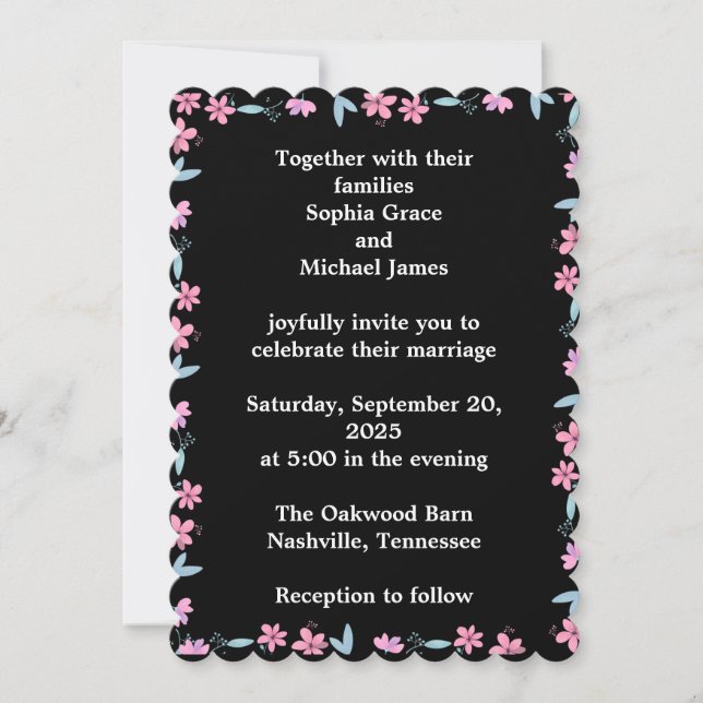 Elegant Grönt Löv Natur Design | Minimal Botan Inbjudningar (Framsida)