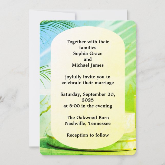 Elegant Grönt Löv Natur Design | Minimal Botan Inbjudningar (Framsida)