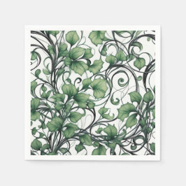 Elegant Grönt Löv och Vine Mönster Pappersservett