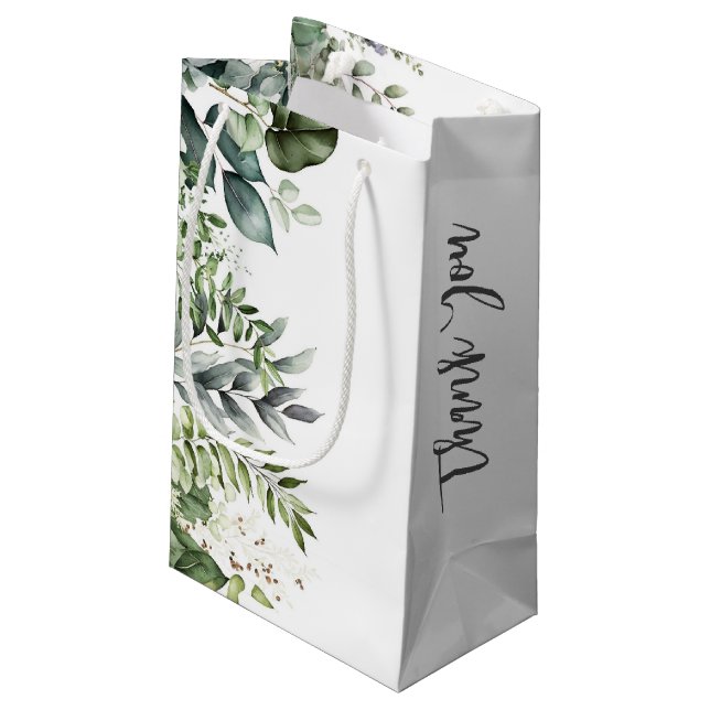 Elegant Grönt Löv Rustic Wedding Favor Gift Bag (Baksidan Vinklad)