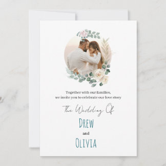 Elegant Grönt Lövs bröllopsinbjudan Inbjudningar