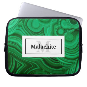 Elegant Grönt Malachite Sten Design Laptop Fodral