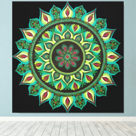Elegant Grönt Mandala | Bohemian Zen Minimalist Canvastryck
