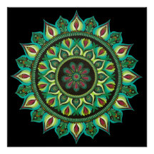 Elegant Grönt Mandala | Bohemian Zen Minimalist