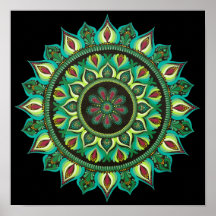 Elegant Grönt Mandala | Bohemian Zen Minimalist