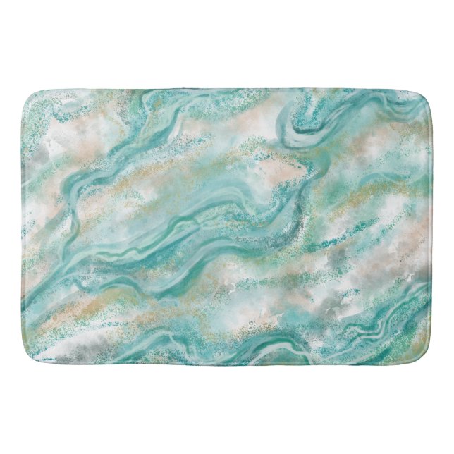 Elegant Grönt Marble Bathroom Matta Bath Mat (Framsidan)