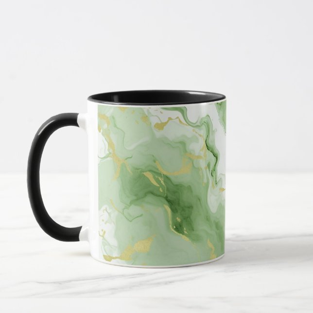 Elegant Grönt Marble Faux Guld Glitter Effect 0 Mugg (Vänster)