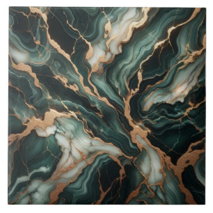 Elegant Grönt Marble, Guld accents, sömlös Kakelplatta