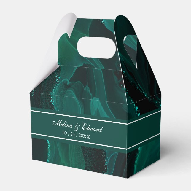 Elegant Grönt Marble Wedor Favor Box Presentaskar (Framsidan Sidan)
