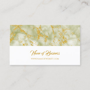 Elegant Grönt Marble with Faux Guld Glitter Visitkort
