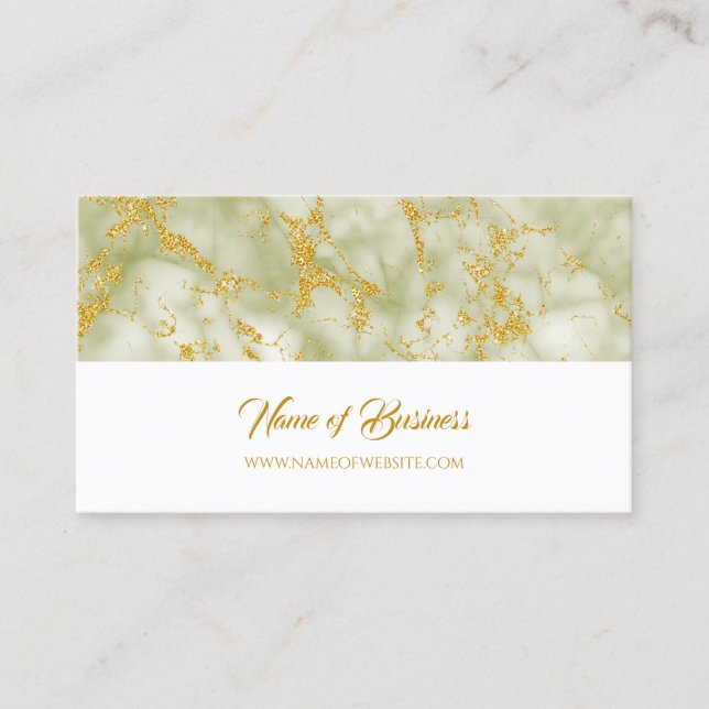 Elegant Grönt Marble with Faux Guld Glitter Visitkort (Framsida)