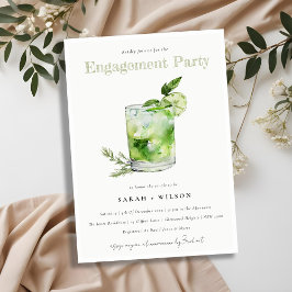 Elegant Grönt Margarita Cocktail Förlovning Inbjudningar