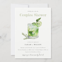 Elegant Grönt Margarita Cocktail Par Shower Inbjudningar