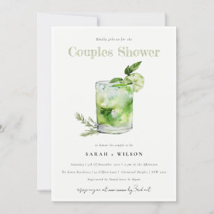 Elegant Grönt Margarita Cocktail Par Shower Inbjudningar