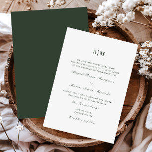 Elegant Grönt Monogram Bröllop Inbjudningar