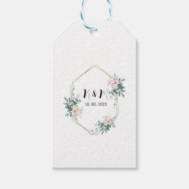 Elegant Grönt Monogram Eucalyptus Bröllop Presentetikett