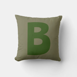 Elegant Grönt Monogram Initial Brev Kudde