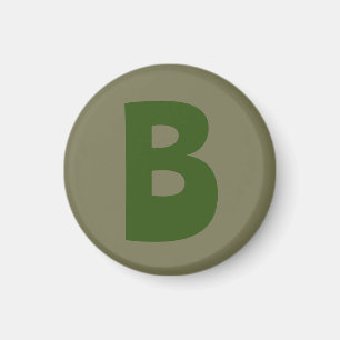Elegant Grönt Monogram Initial Brev Magnet