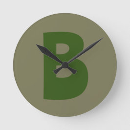 Elegant Grönt Monogram Initial Brev Rund Klocka