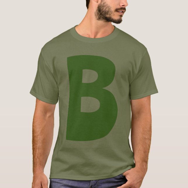 Elegant Grönt Monogram Initial Brev T Shirt (Framsida)