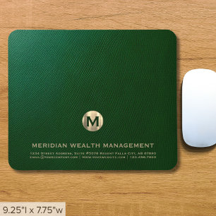 Elegant Grönt Monogram Mouse Pad för Professionell Musmatta
