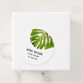 ELEGANT GRÖNT MONSTERA LÖV FOLIAGE PRIS GÅVOR ETIKETTER