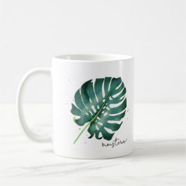 Elegant Grönt Monstera Löv Plant Älskare Kaffemugg
