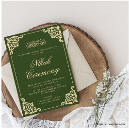 Elegant Grönt Nikah Islamic Muslim Bröllop Inbjudningar