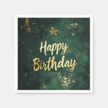 Elegant Grönt och Faux Guld födelsedag