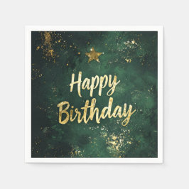 Elegant Grönt och Faux Guld födelsedag Pappersservett