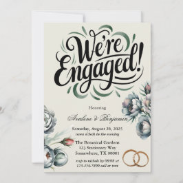 Elegant Grönt och Grått Bouquet Vi är engagerade Inbjudningar