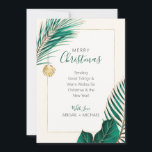 Elegant Grönt och Guld Beach Tropiska jul Julkort<br><div class="desc">Nautical Boutique Co.'s elegant grönt and guld helgdag card har en grönt med vattenfärg och ett tropiskt grej med guld och är accentuerad med ett säsongsskal med söt vattenfärg. Texten är vismisk handstil parad med modern blocktypografi. Grönt, guld och elfenben från kräftdjur påminner om tropiska helgdagar vid stranden. Anpassa enkelt...</div>