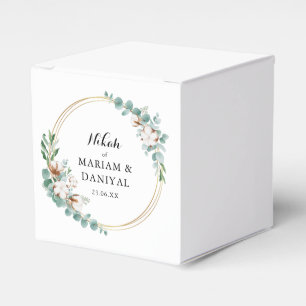 Elegant Grönt och Guld Blommigt Muslim Nikah Bröll Presentaskar