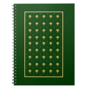 Elegant Grönt och Guld Damask Anteckningsbok