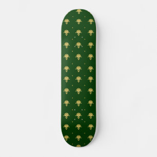 Elegant Grönt och Guld Damask Skateboard Bräda 20,5 Cm