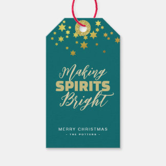 Elegant Grönt och Guld jul Presentetikett