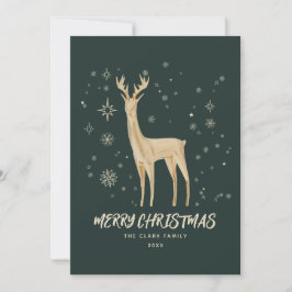 Elegant Grönt och Guld Rener God jul Julkort
