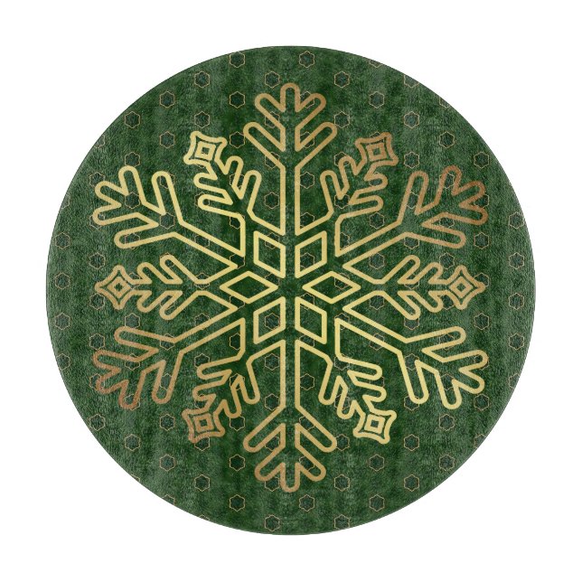 Elegant Grönt och Guld Snowflake Decorative (Framsidan)