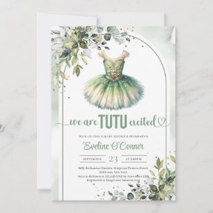 Elegant grönt och guld tutu dress eucalyptus inbjudningar
