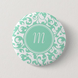 Elegant Grönt och Rulla för vit skada Monogram Knapp
