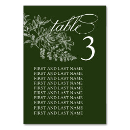 Elegant Grönt och Vita Bröllop Bordsnummer-kort Bordsnummer