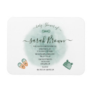 ELEGANT GRÖNT & ORANGE VATTENFÄRGSKABY SHOWER MAGNET