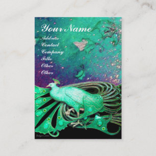 ELEGANT GRÖNT PEACOCK, LÖV OCH BLOMMIGT SPARKLES VISITKORT