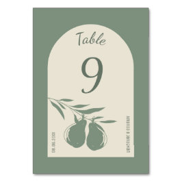 Elegant Grönt Pear Bröllop Bordsnummer