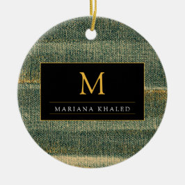 Elegant Grönt Pensel med guld och svart Julgransprydnad Keramik