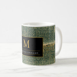 Elegant Grönt Pensel med guld och svart Kaffemugg