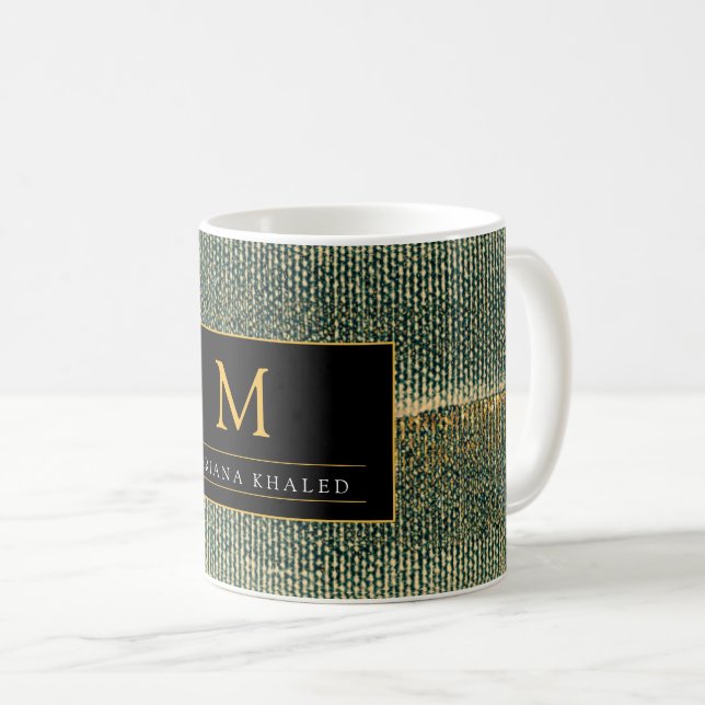 Elegant Grönt Pensel med guld och svart Kaffemugg (Framsida höger)